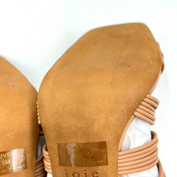 Joie Womens Size 6.5 Olive Brown Leather Strappy Square Toe Sandals Heels Shoes - Picture 11 of 15